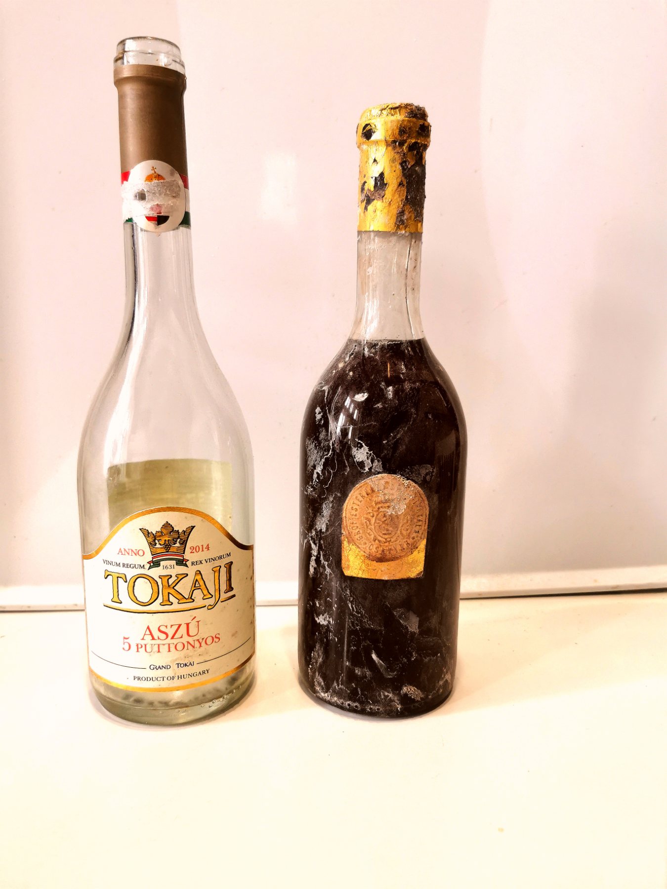 A document attached to a bottle