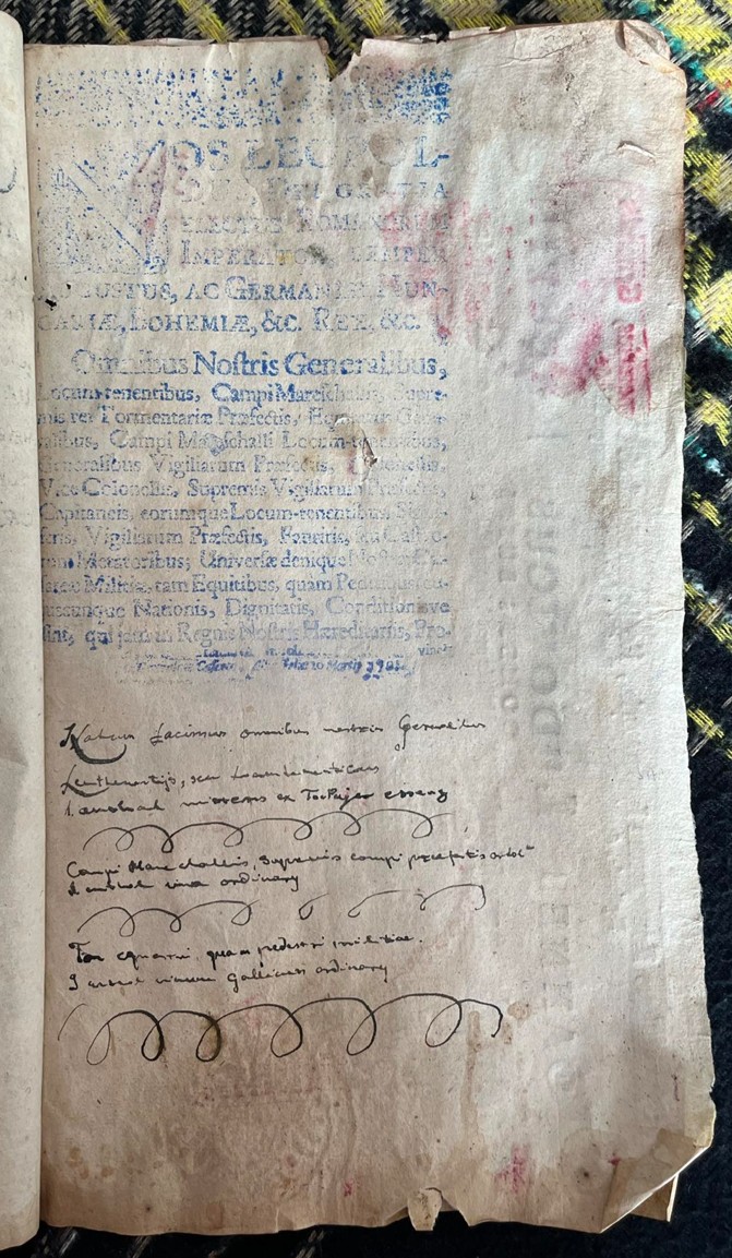 The printed military order of Leopold I used as the label paper