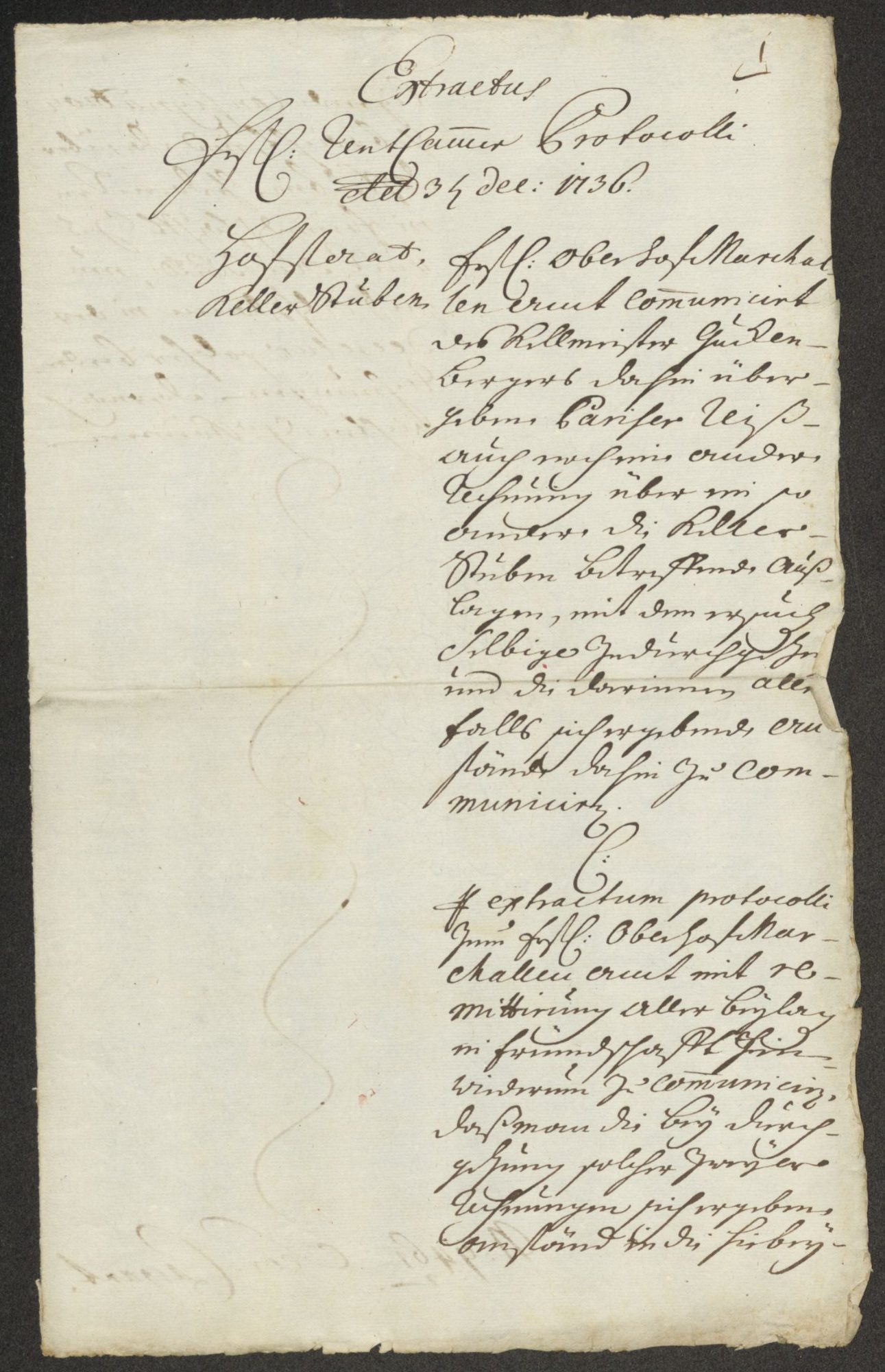 Extract from the Rentkammer protocol of 3–4 December 1736 forwarding the cellar-master&rsquo;s Paris travel account for audit