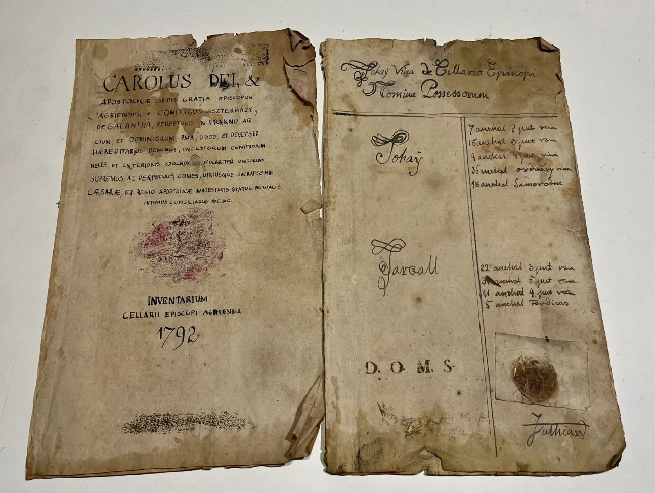 Tokaj and Tarcal holdings in anthal and puttonyos