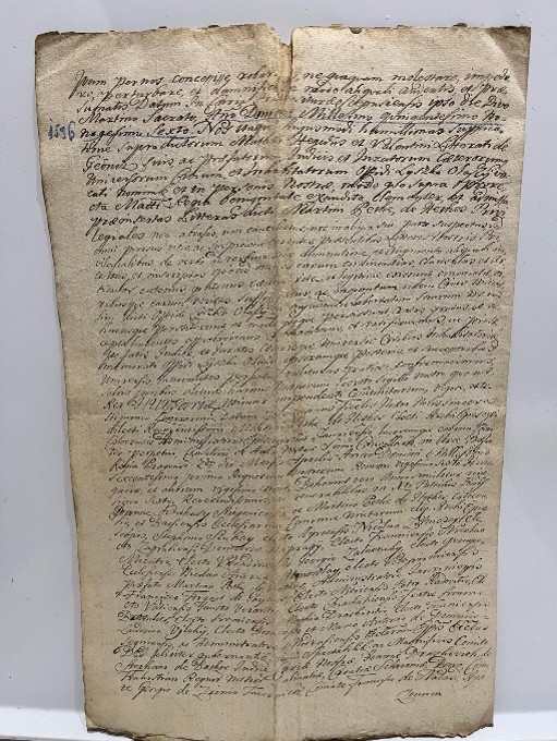 The closing page, with the date 1596 noted in the margin beside the dating clause