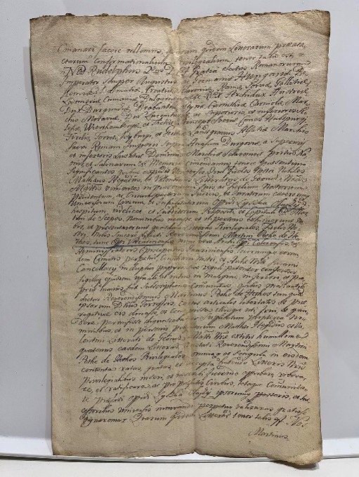 The page containing the imperial confirmation clause naming Rudolf II