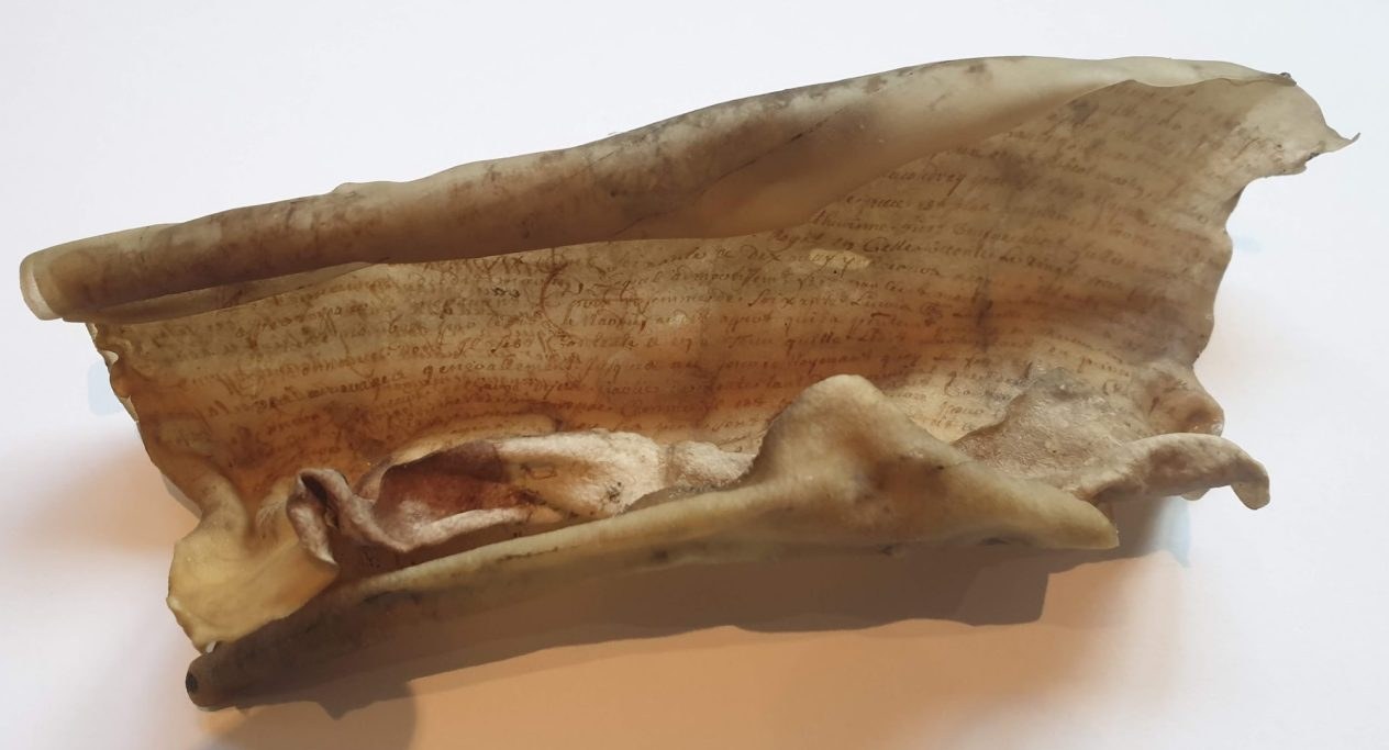 Animal-skin fragment, third sheet, densely written