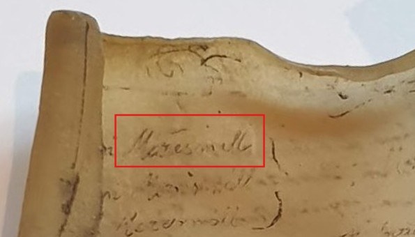 Detail of the first fragment with the word Mézesmály boxed in red