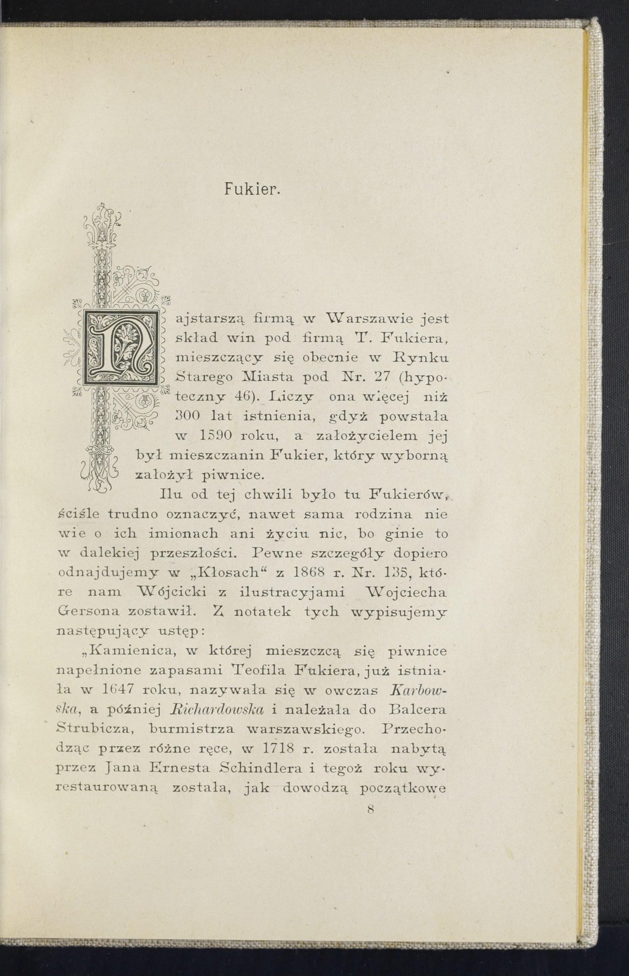 Czajewski 1895, p. 113: the opening of the Fukier chapter