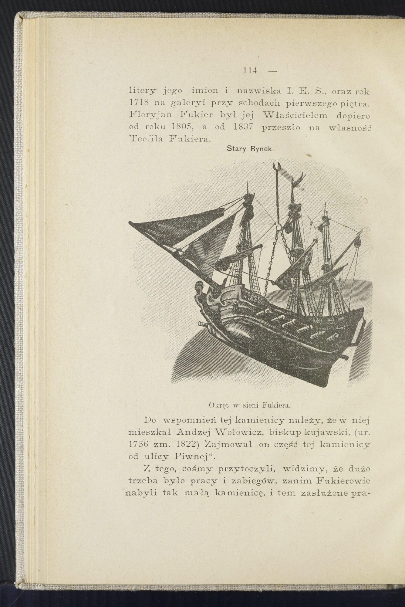 Czajewski 1895, p. 114: the model ship in the Fukier hall
