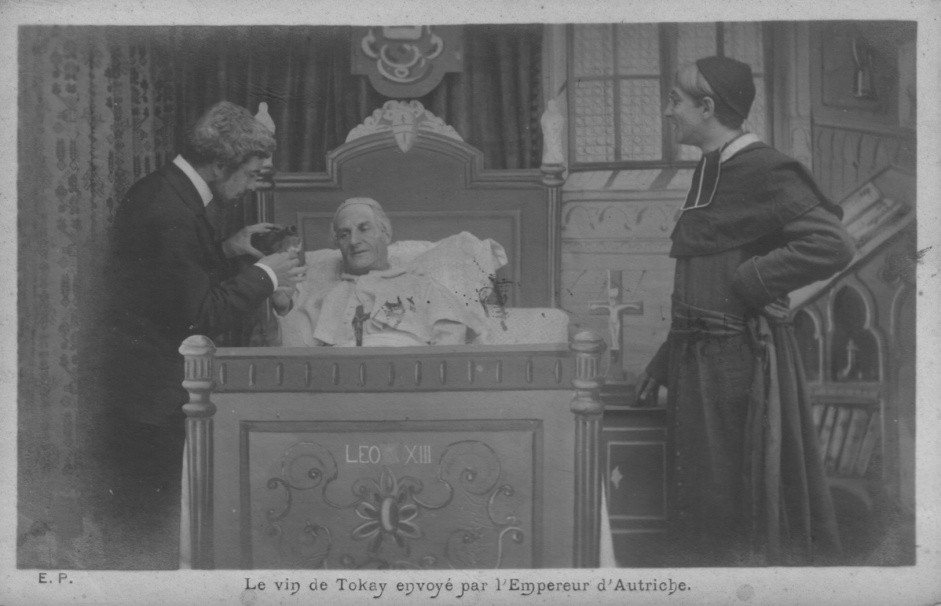 Pope Leo XIII on his sickbed, given a glass of Tokay