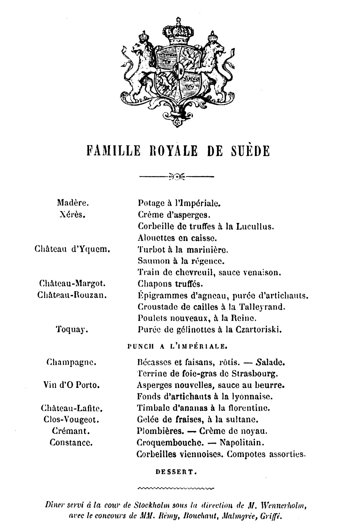 Dîner du 5 Décembre 1908, visit of the Swedish royal couple