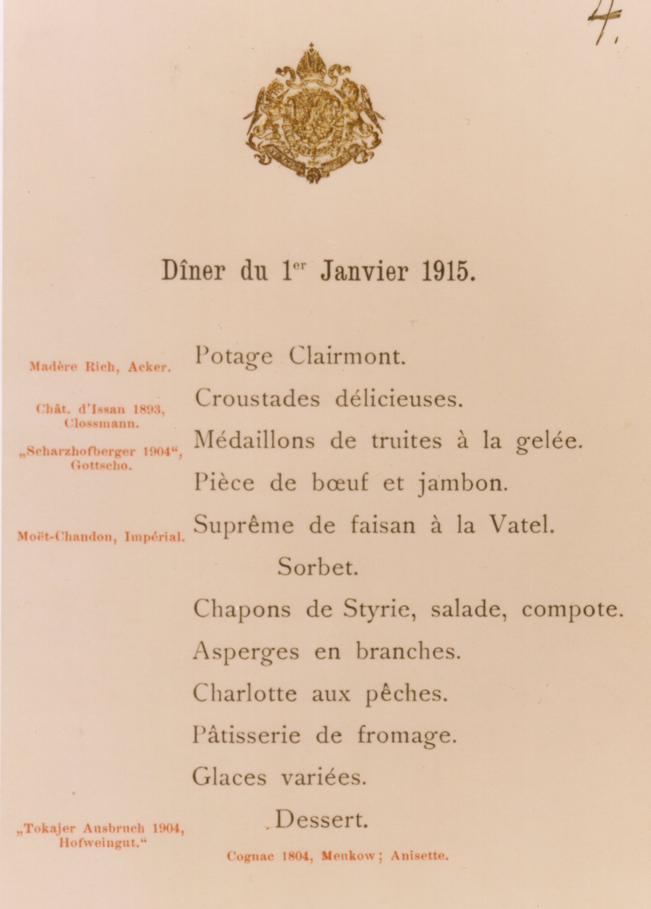 Wiener Hof, 1 January 1915