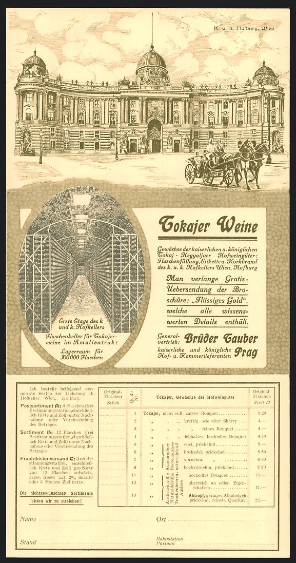 Gebr. Tauber price list, 1912
