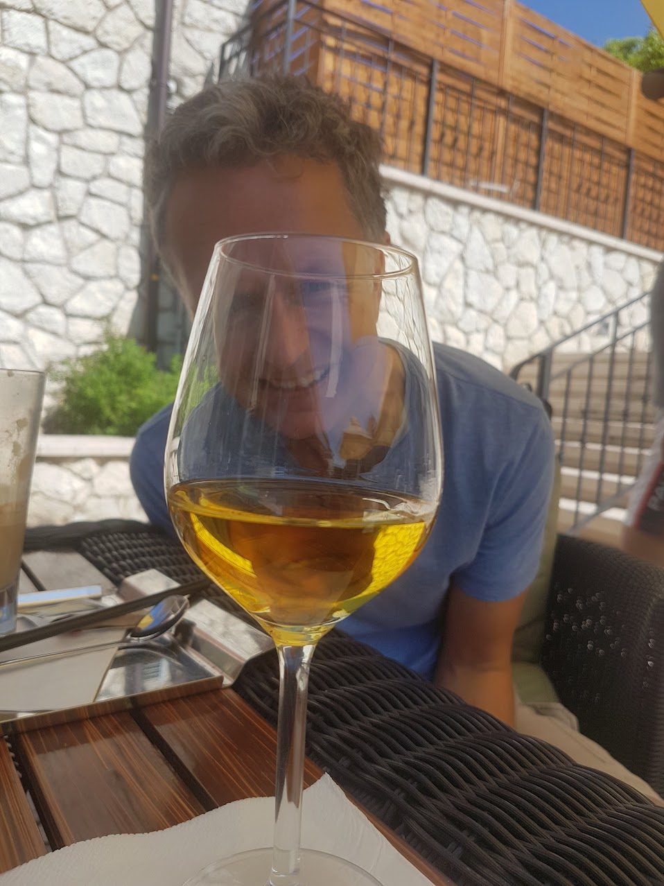 A glass of aged Tokaji in the sun