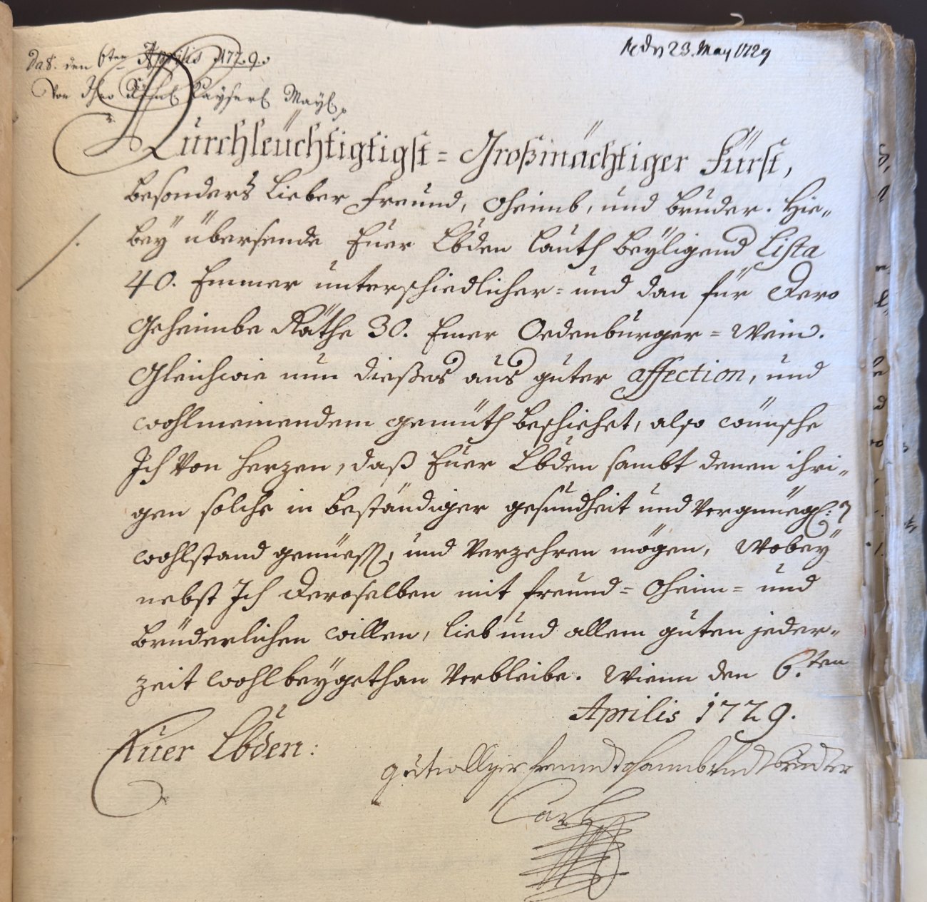 The imperial gift order of Charles VI, 1729