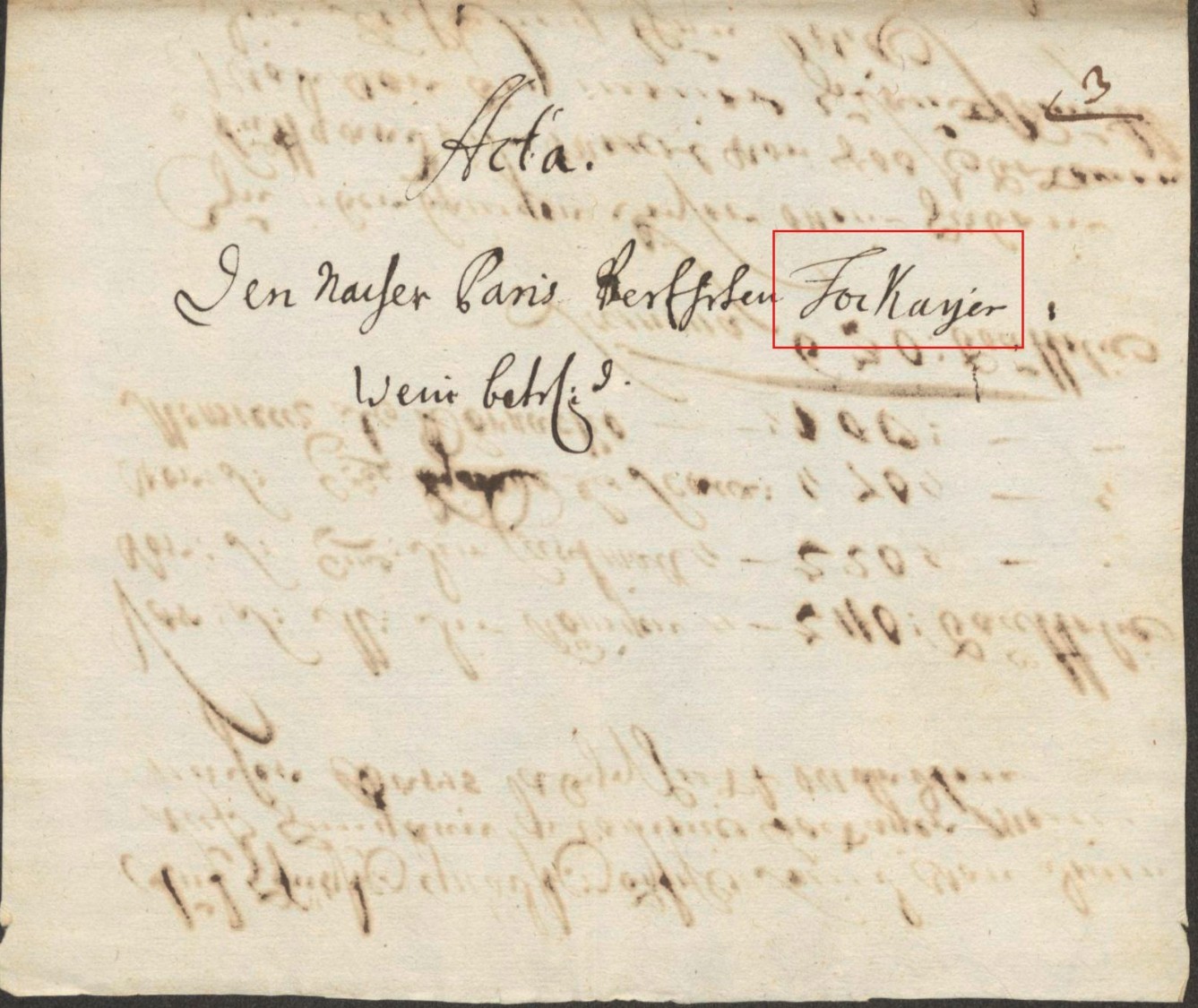 Stuttgart archive: Acta on wine bought in Paris, Tokajer marked