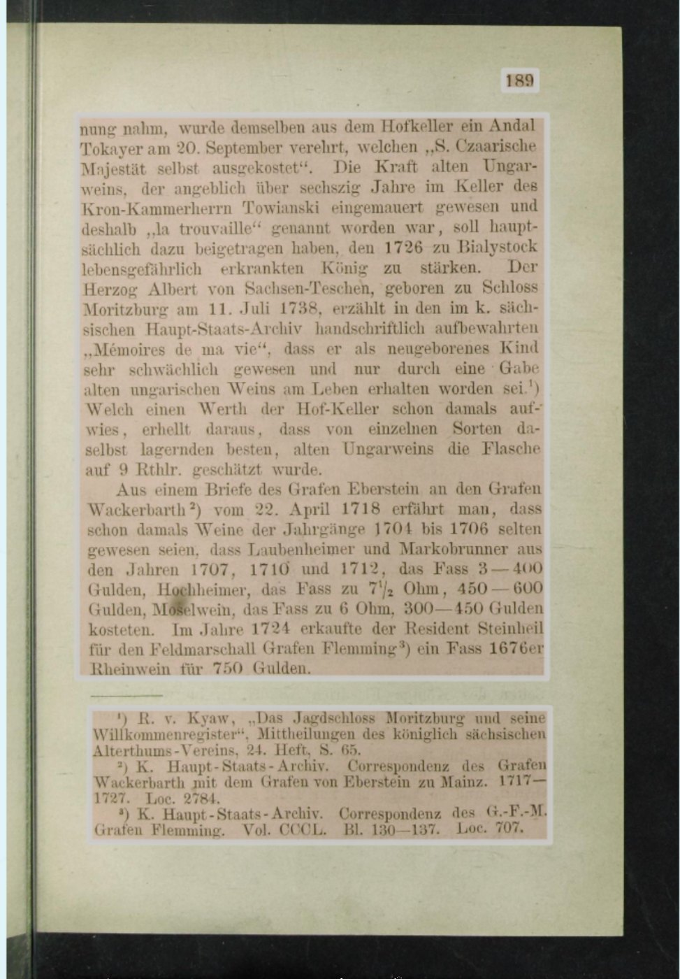 Page 189 of the 1880 study: la trouvaille, Albert of Saxe-Teschen, and the nine-Reichsthaler valuation
